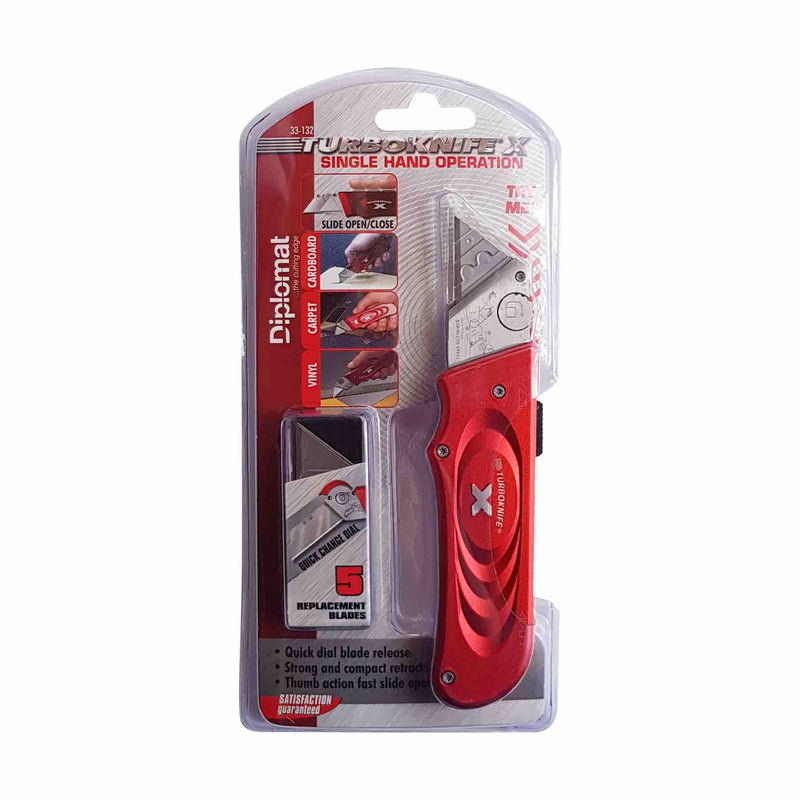 diplomat turbo retractable knife in red