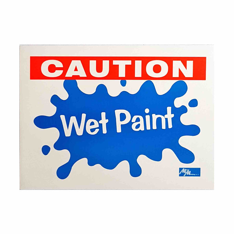 macron marketing wet paint sign